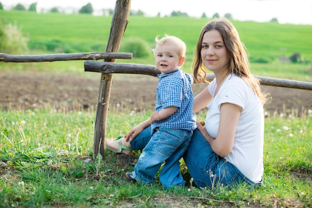 Smiling child with mother