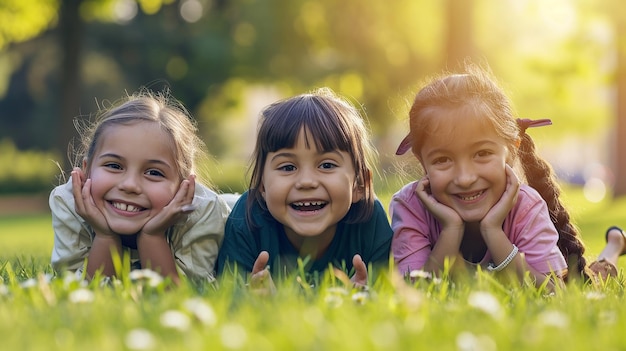 사진 웃는 아이들 그룹 행복한 아이들