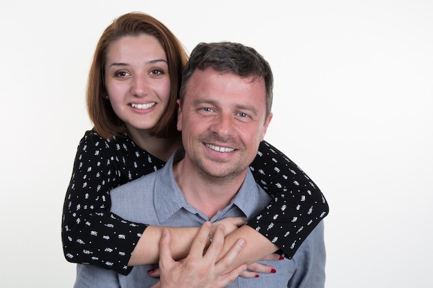 Smiling couple isolated on white 