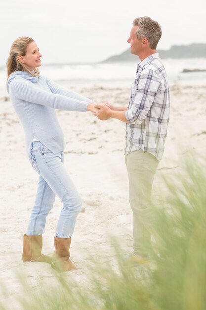 Smiling couple sitting together