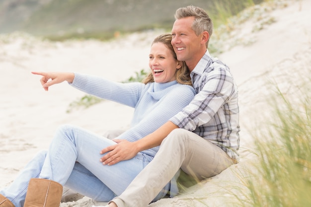 Smiling couple sitting together