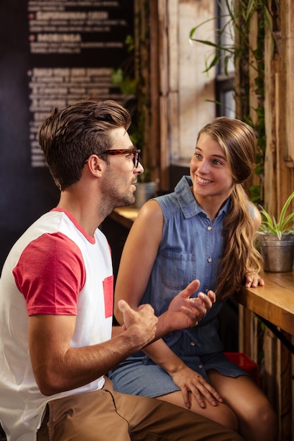 Smiling couple talking