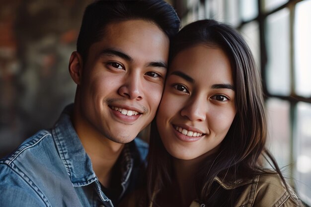 Photo smiling couples beautiful portrait