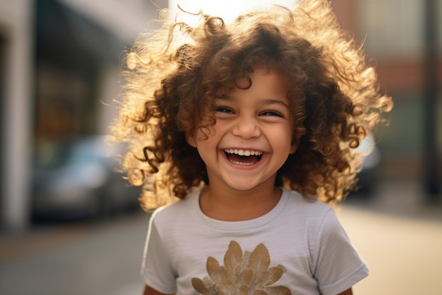 Smiling CurlyHaired Little Girl