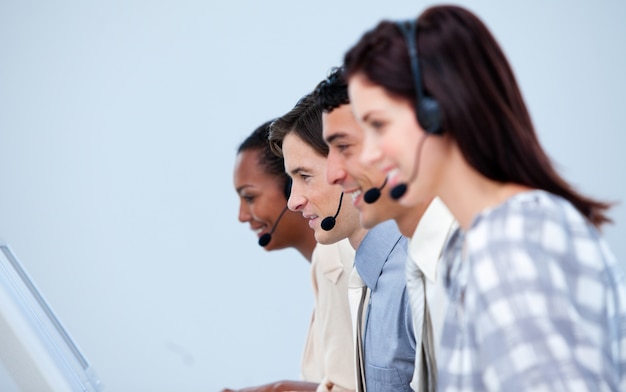 Smiling customer service representatives 