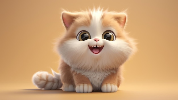 Smiling cute cat isolated 3d render style