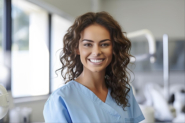 Smiling dentist doctor woman in a dental office