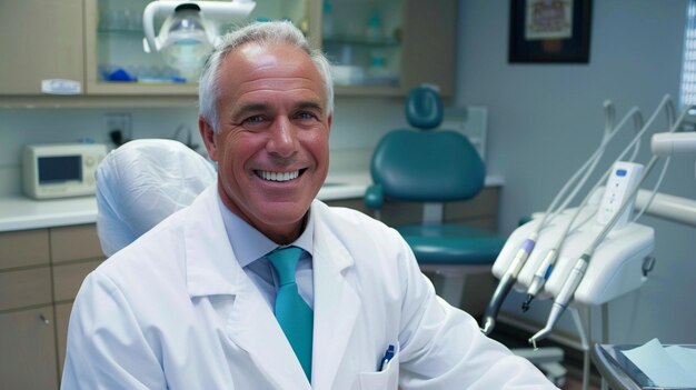 Photo smiling dentist headshot