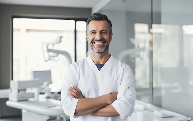 Smiling Dentist with Folded Arms