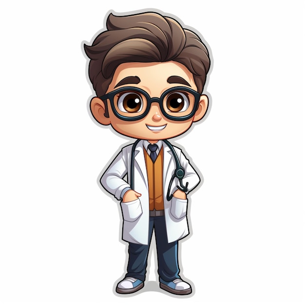 Smiling doctor cartoon with stethoscope