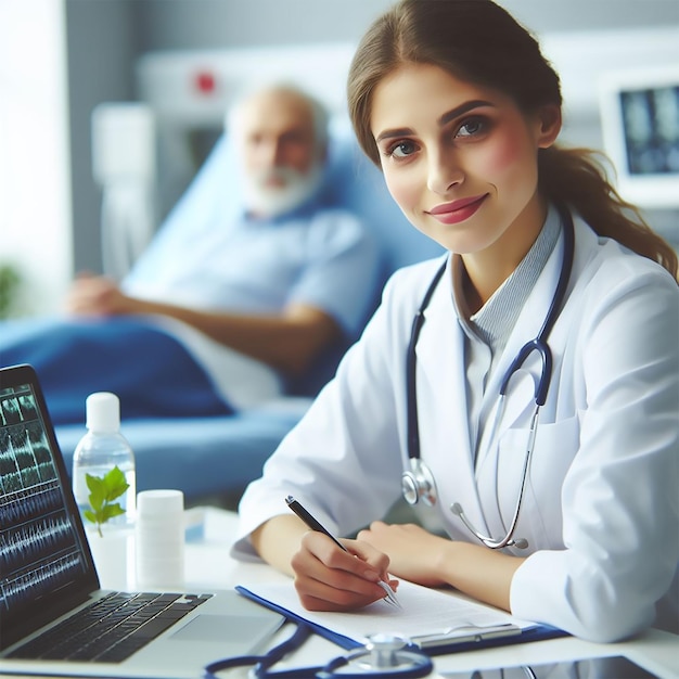 smiling doctor in hospital image