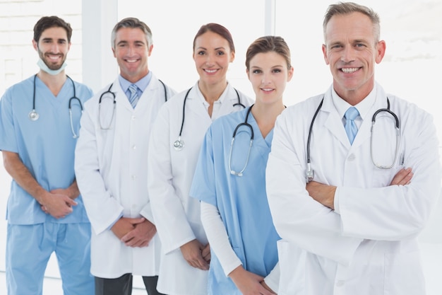 Smiling doctors all standing together