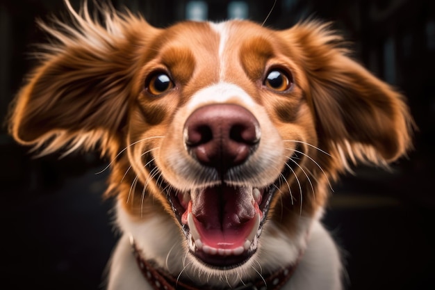 Smiling dog close up shot