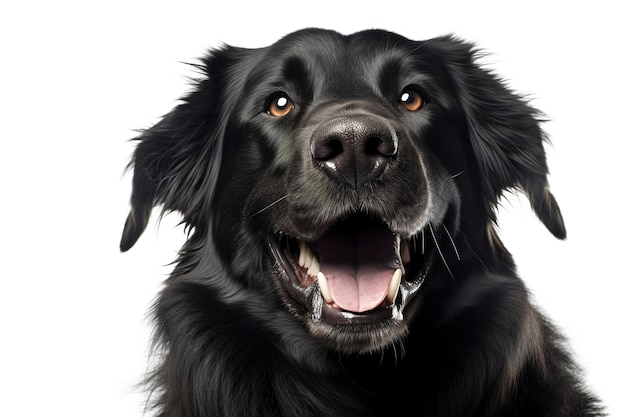 Smiling dog isolated on white background Generated by AI