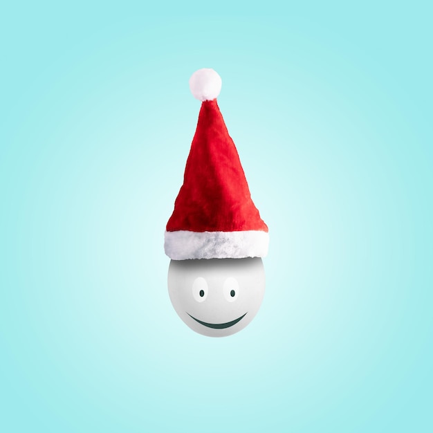Smiling egg in santa hat