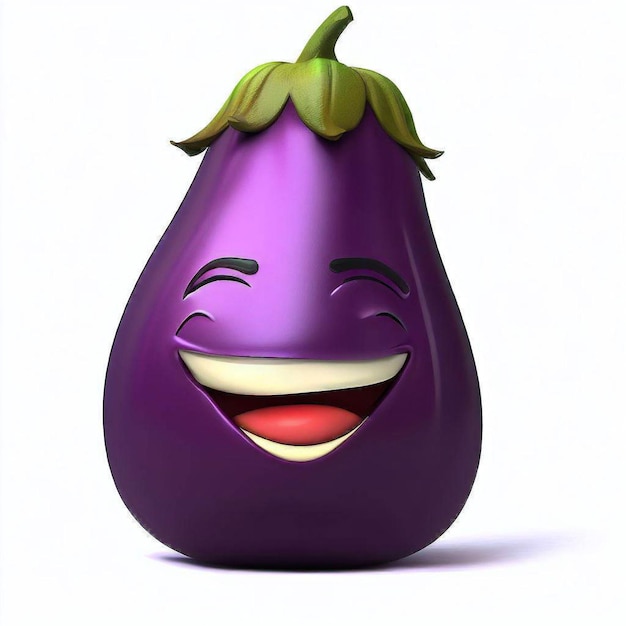 A smiling eggplant with a face on it.