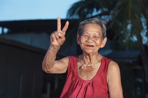 Smiling elderly people in thailand