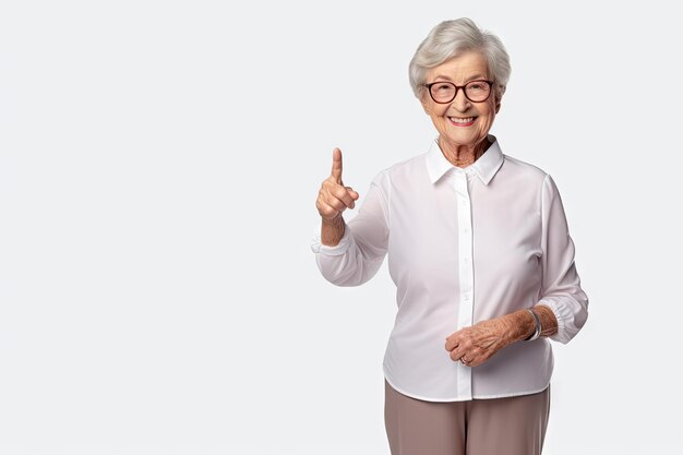 Smiling Elderly Woman Shows a Like Okay Symbol Thumbs Up Most Obliging Hand Gesture Towards Viewer