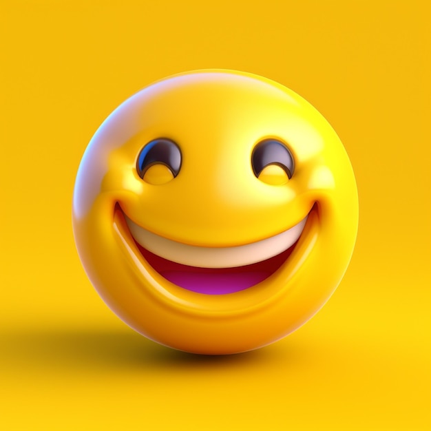 Smiling emoticon isolated on yellow background 3d illustration