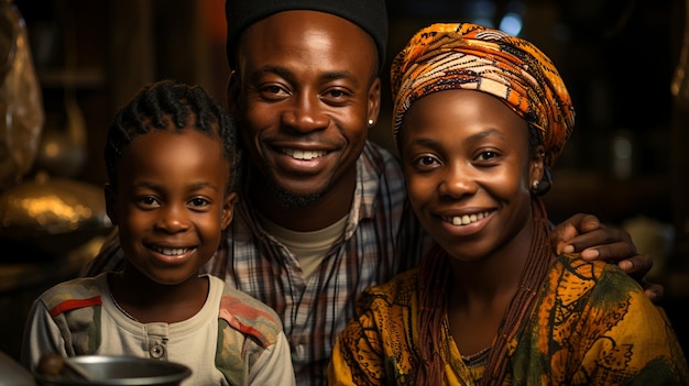 아프리카 가족의 웃는 얼굴