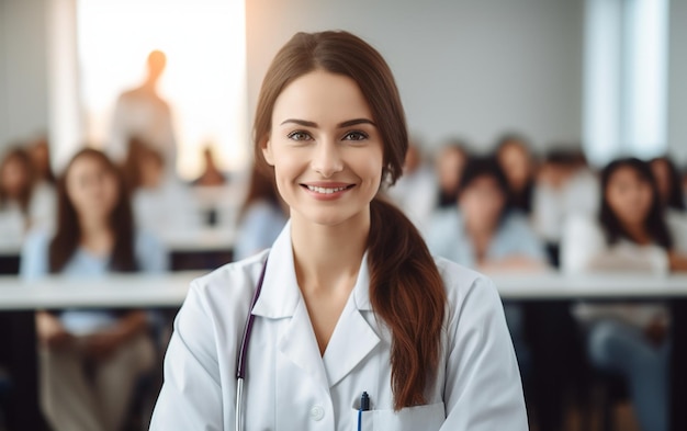 Портрет улыбающейся женщины-врача-медсестры