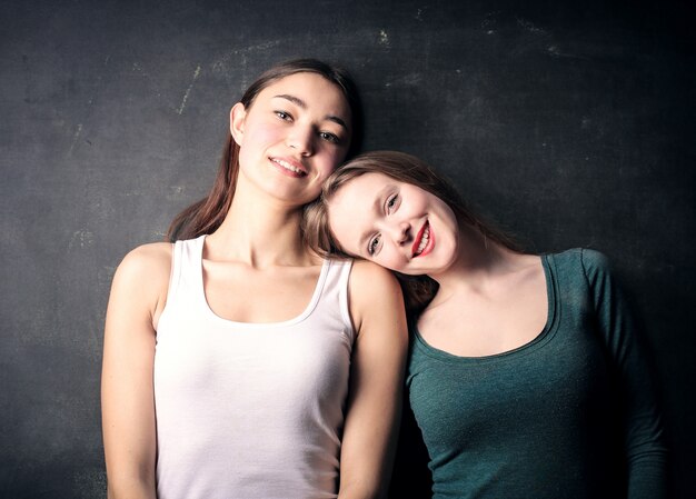 Smiling female friends