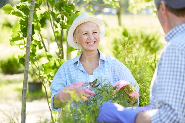 Smiling female gardener