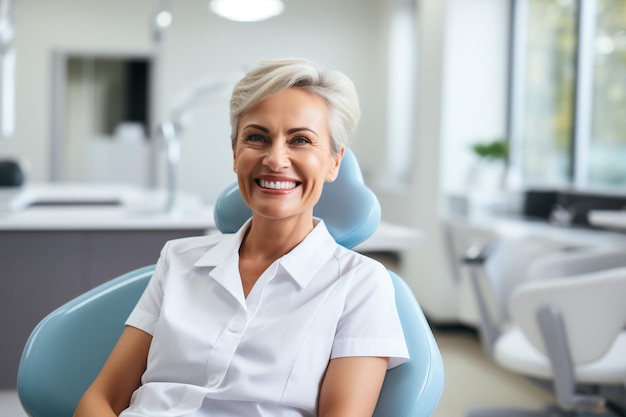 Smiling female patient in a dental office