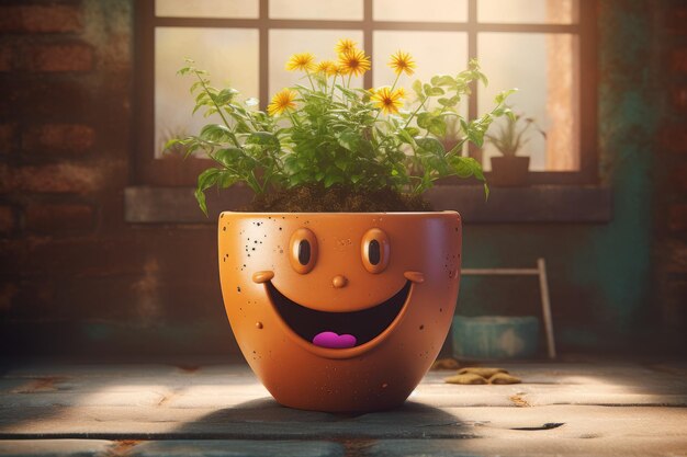 Smiling flower pot Generate Ai
