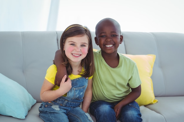 Smiling girl and boy together