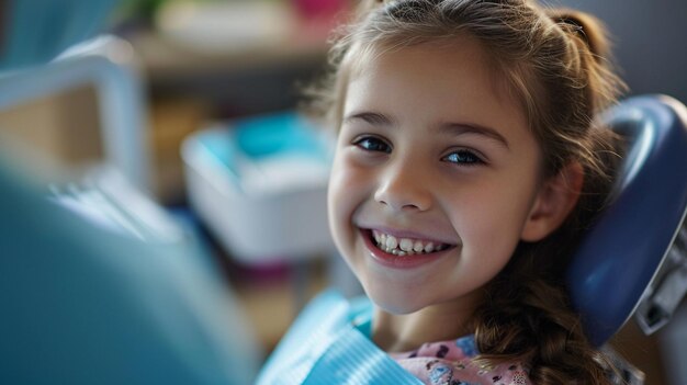 smiling girl in the dental chair