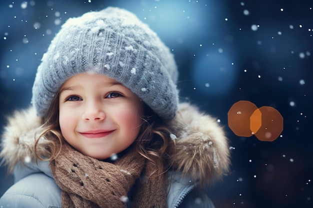 Smiling Girl Embracing Winter Joy