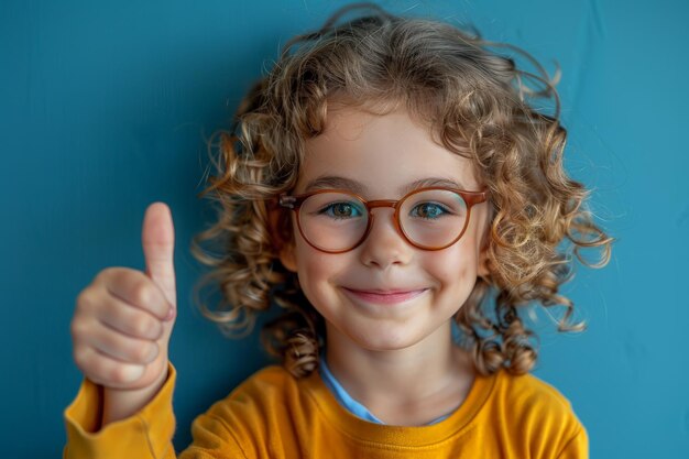 Smiling Girl in Glasses Giving Thumbs Up