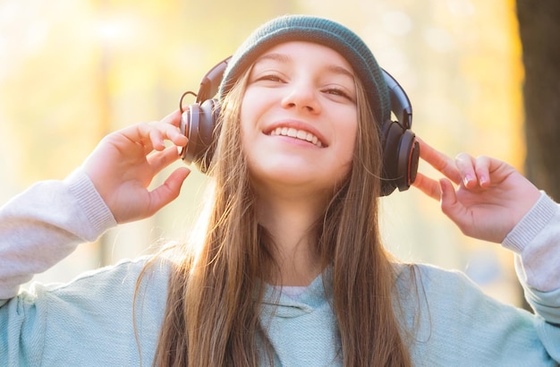 Smiling girl in headphones