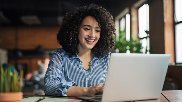 Smiling girl with a laptop