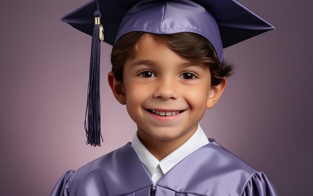 Photo smiling graduate child in a cap and gown