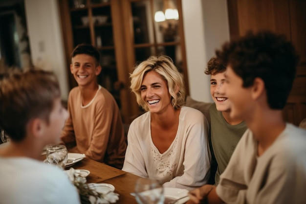 Smiling grandmother and grandson cooking together in homely kitchen family bonding over meal