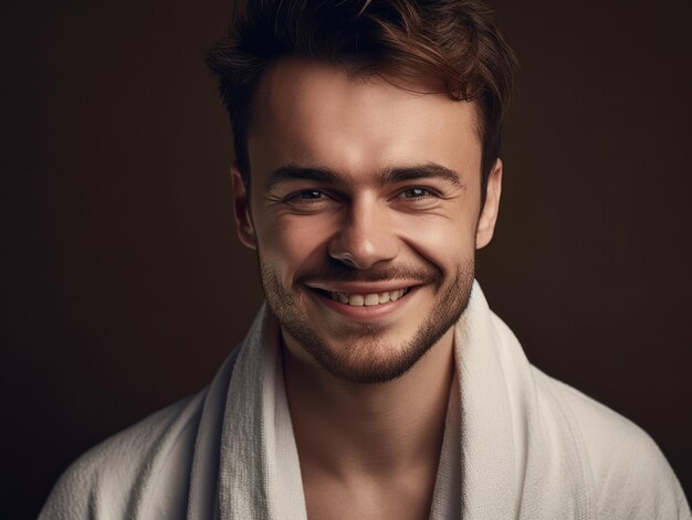 Smiling guy in a towel