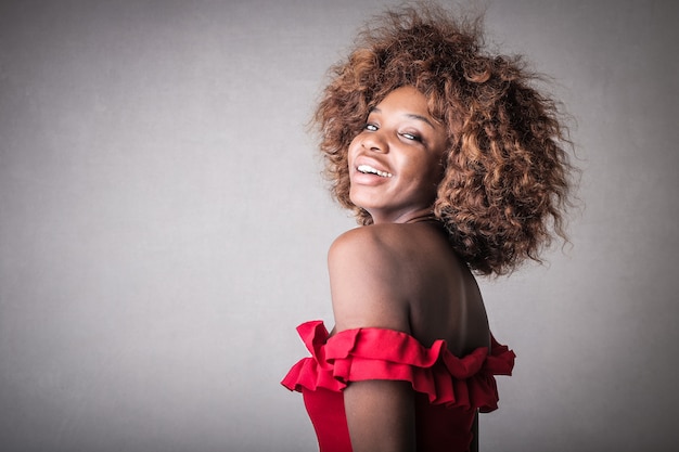 Smiling happy Afro woman