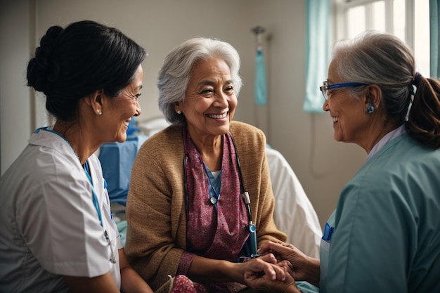 Smiling Healthcare Professional Assisting Happy Senior Patients
