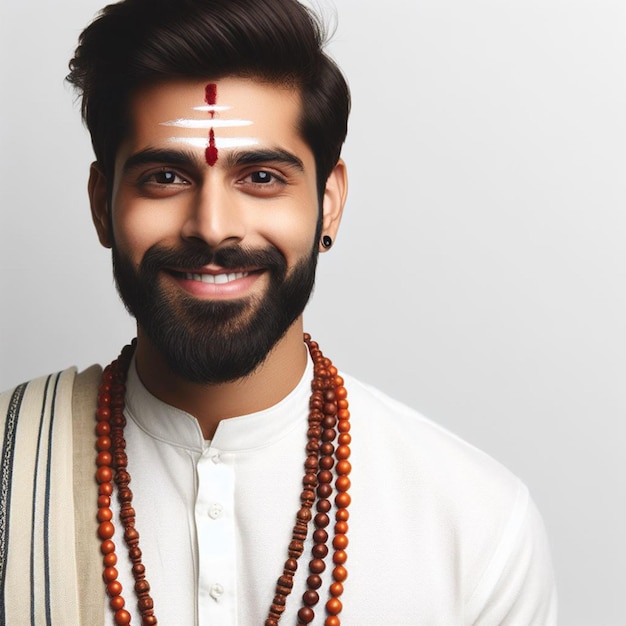 Photo smiling hindu man dressed traditionally