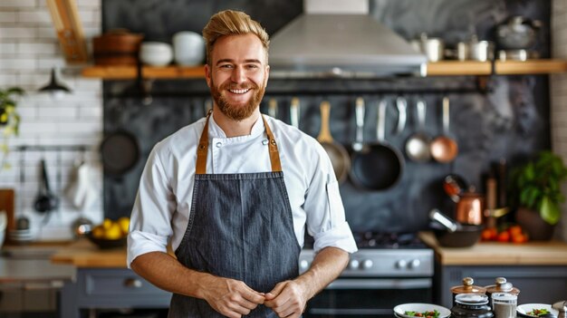 Photo smiling househusband headshot