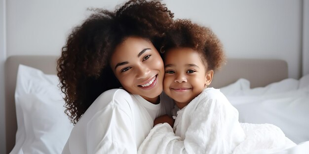 Photo smiling little girl congratulates happy mother's day