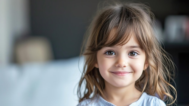 Smiling little girl with brown hair