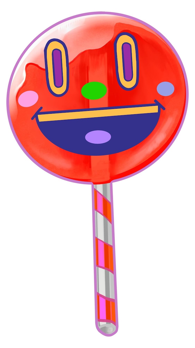 Photo smiling lollipop cartoon png sticker transparent background