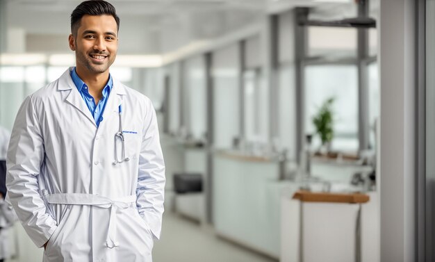 Smiling male doctor in clinic