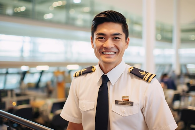 Smiling male pilot preparing for flight