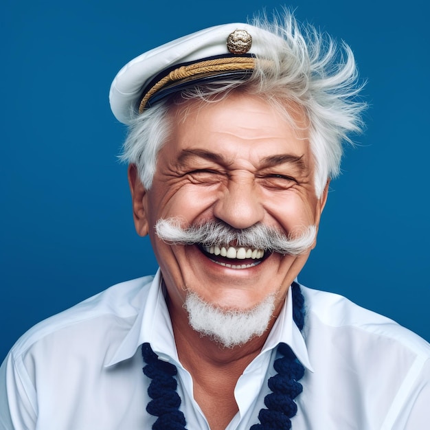 Smiling male sailor with mustache and beard