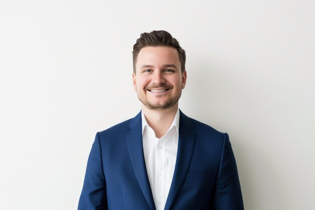 Smiling Man in Blue Suit