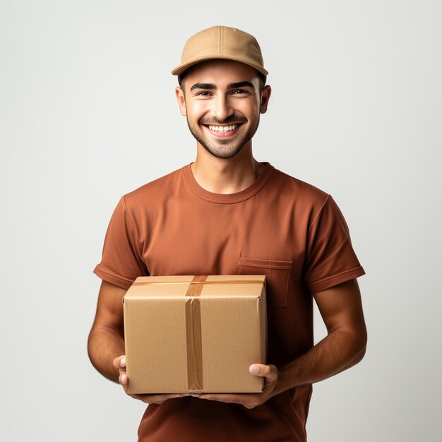 A smiling man delivering parcel